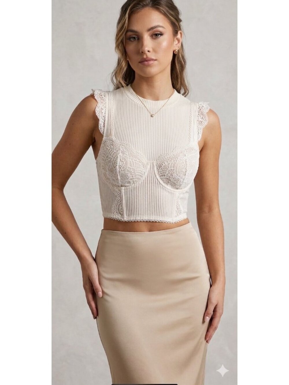 Victoria’s Secret Lace Bustier TopCream Size 32DD Coquette Boho Romantic Spring